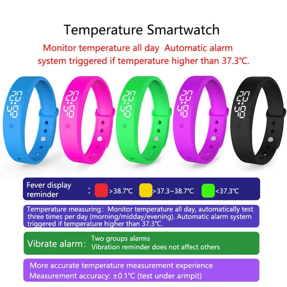 Bracelet Intelligent avec Alarme Vibrante et Thermomètre Corporel