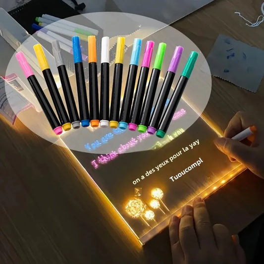 Stylo tableau lumineux LED 12 couleurs — stylo liquide effaçable